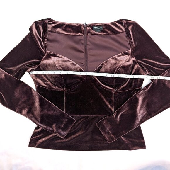 Guess by Marciano | Aurore Deep Purple Velvet Bustier Blouse Top | Size Medium - Picture 10 of 16